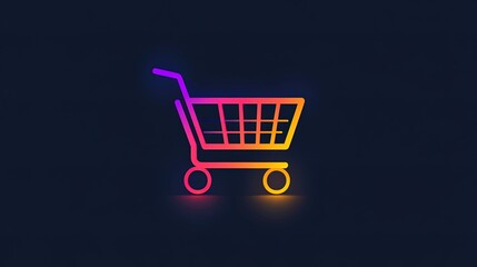 A vibrant minimalistic outline logo featuring a shopping cart 