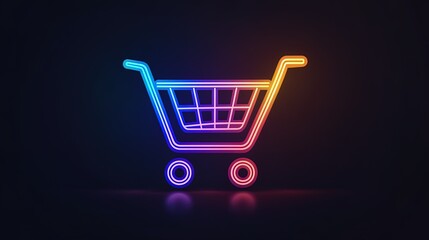 A vibrant minimalistic outline logo featuring a shopping cart 