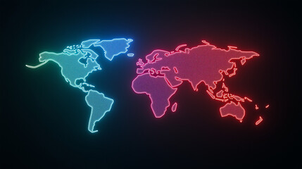 Naklejka premium Global Network: Neon World Map 