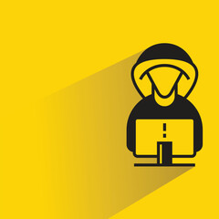 hacker icon with shadow on yellow background