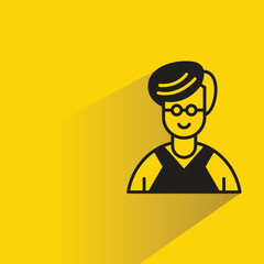 boy avatar with shadow on yellow background