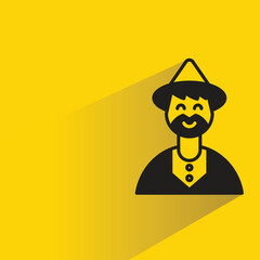 beard man avatar on yellow background