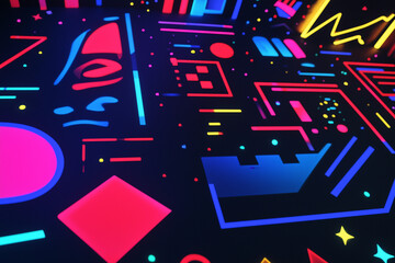 Neon 1980s Retro Wallpaper
ネオンカラーの1980年代レトロ壁紙