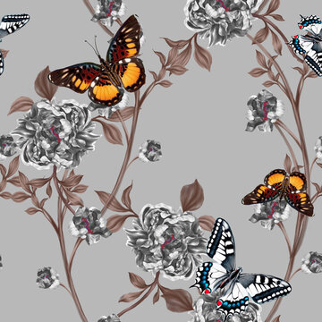 Beautiful seamless pattern with floral background.