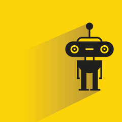 robot character with shadow on yellow background