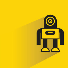 robot character with shadow on yellow background
