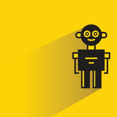 robot character with shadow on yellow background