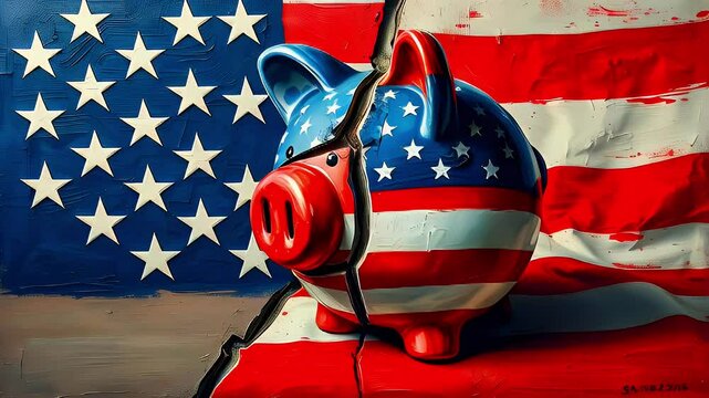 A piggy bank decorated with the American flag, symbolizing savings and patriotism.