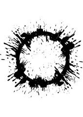 Abstract Ink Splatter Circle Explosion: Monochrome Grunge Background Design