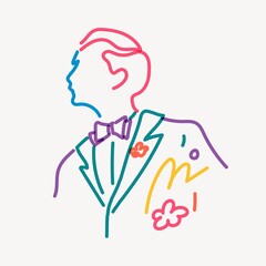 Man wearing suit line portrait, gay marriage campaign