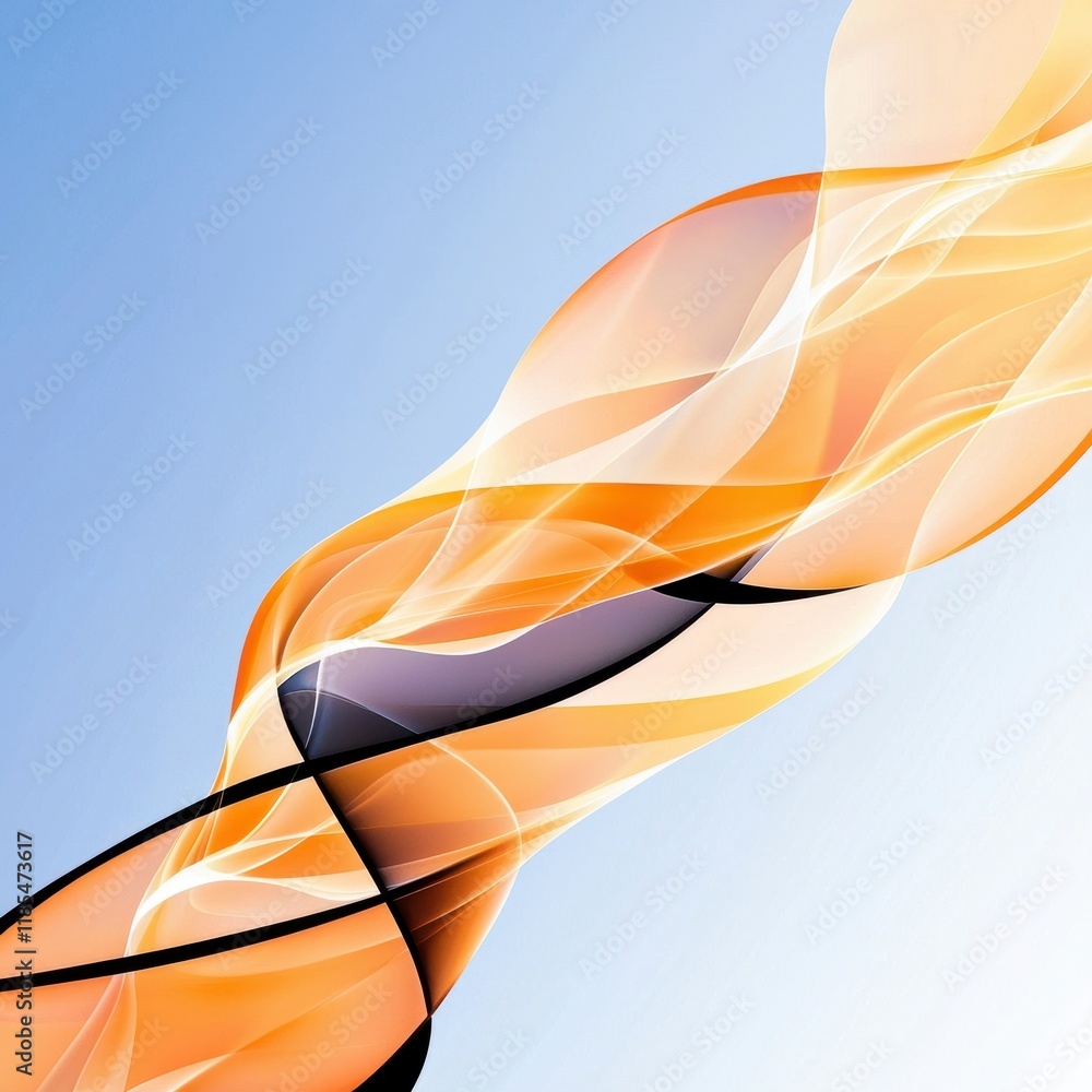 Poster Abstract Orange Yellow Wave Background Design  Flowing Energy  Dynamic Curves  Smooth Line