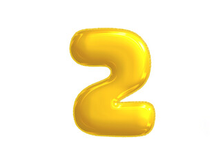 Bright yellow celebrated air balloon number TWO