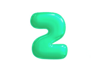 Bright blue green celebrated air balloon number TWO