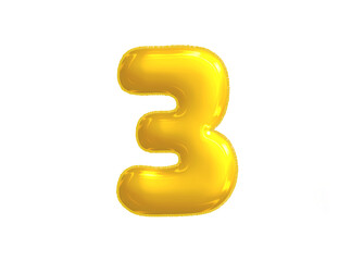 Bright yellow celebrated air balloon number THREE