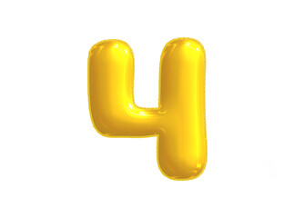 Bright yellow celebrated air balloon number FOUR