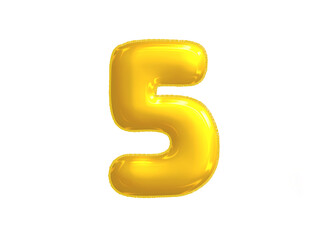 Naklejka premium Bright yellow celebrated air balloon number FIVE