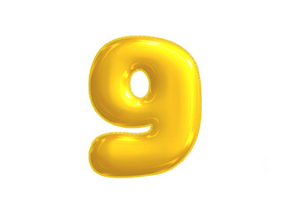 Bright yellow celebrated air balloon number NINE