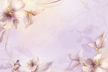 Abstract floral frame subtle gold splash copy space