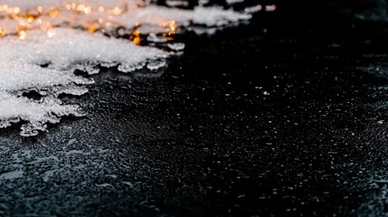 Winter Wonderland  Snowy Texture  Black Background  Ice Crystals  Christmas Card Design