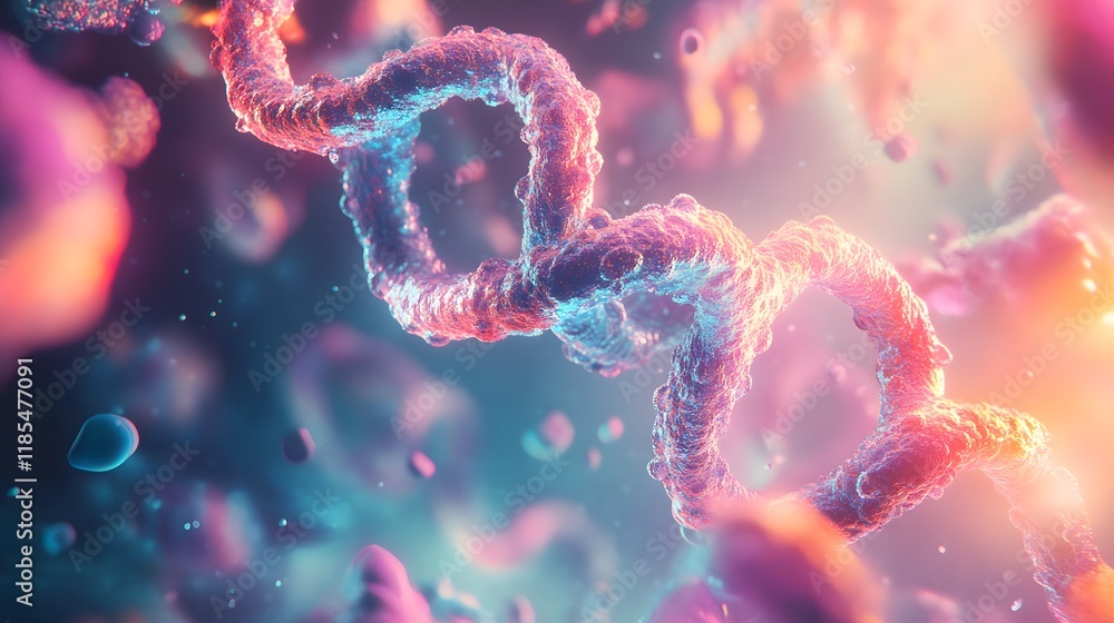Poster artistic render of a dna double helix structure