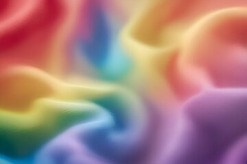 Obraz premium The image showcases a vibrant abstract pattern. It appears to be a close-up of a fabric or liquid surface with a rainbow-like gradient of colors blending and swirling together. 