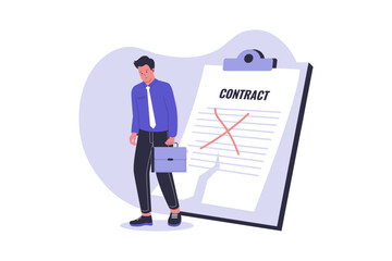 Illustration of contract cancellation. Illustrations for websites, landing pages, mobile apps, posters and banners. Trendy flat vector illustrations