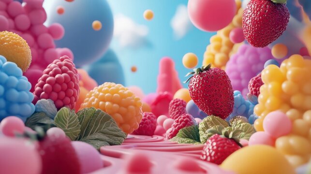 Joyful Berries in a Candyland Dreamscape