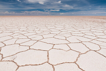 Typical hexagon shape on Uyuni salt flat