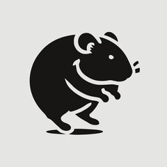 Obraz premium very simple flat and minimalist Hamster silhouette in black on a white background
