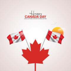 Happy Canada day. Canada independence day creative ads 1 July. vector 3d illustration