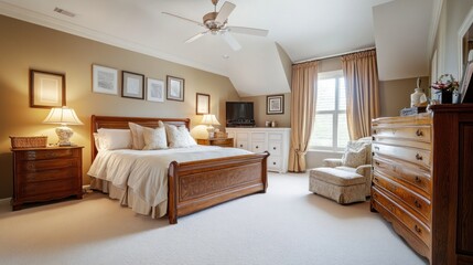 Elegant Bedroom Interior with Large Bed and Window