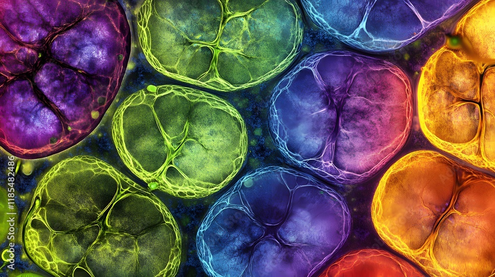 Poster abstract colorful microscopic cell structures