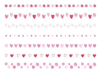 ハート 水玉 ライン セット 水彩 ピンク 線