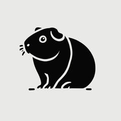 Obraz premium very simple flat and minimalist Guinea Pig silhouette in black on a white background