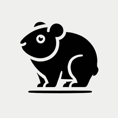Obraz premium very simple flat and minimalist Guinea Pig silhouette in black on a white background