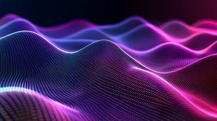 Fototapeta premium Abstract Purple and Blue Digital Wave Landscape