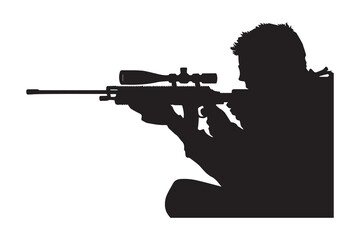 Person with sniper silhouette vector illustration