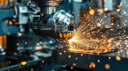 Fototapeta premium Industrial Metalworking with Sparks and Precision