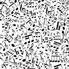 Abstract black music notes pattern - vector illustration