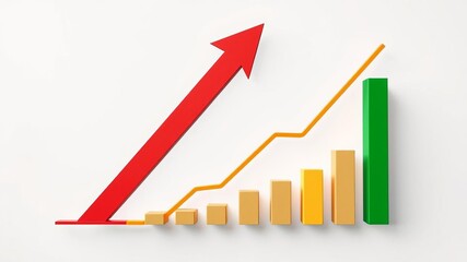 Mauritania bar chart graph showing fluctuating values with upward trend arrow, increasing values, investment