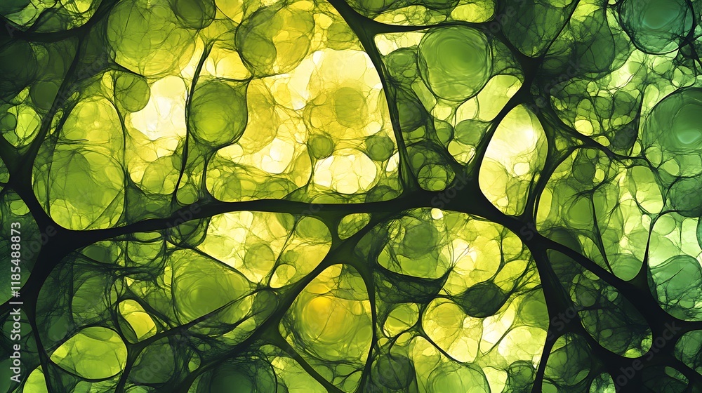 Poster abstract green cellular network pattern design