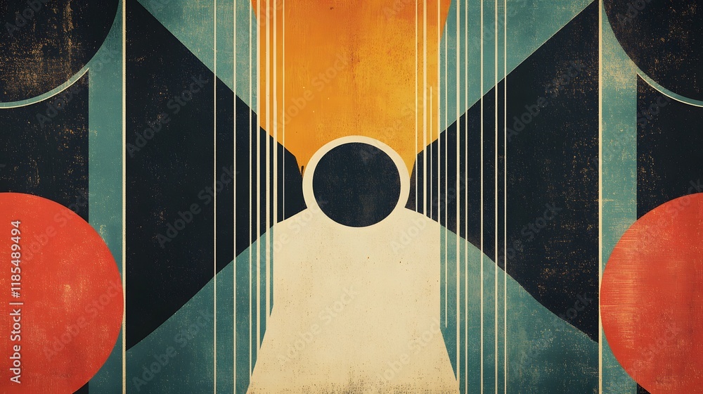 Poster abstract geometric design with circles and lines