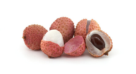 Fresh Lychee Fruit on White Background
