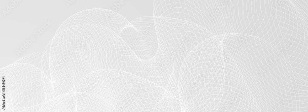 Poster Abstract grey wavy background. Silver flowing wave line pattern. Technology curved undulated stripe wallpaper. Tech backdrop concept. Vector illustration