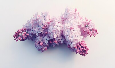 Obraz premium Pink and purple lilac blossoms on white background.