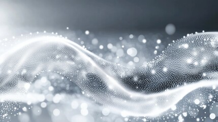 Dot white gray wave light technology texture background. Abstract big data digital concept.