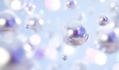 Abstract background with floating shiny spheres.