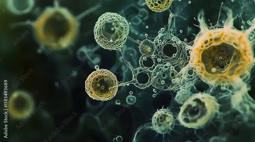 Poster microscopic view of cellular structures and interconnections