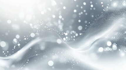 Dot white gray wave light technology texture background. Abstract big data digital concept.