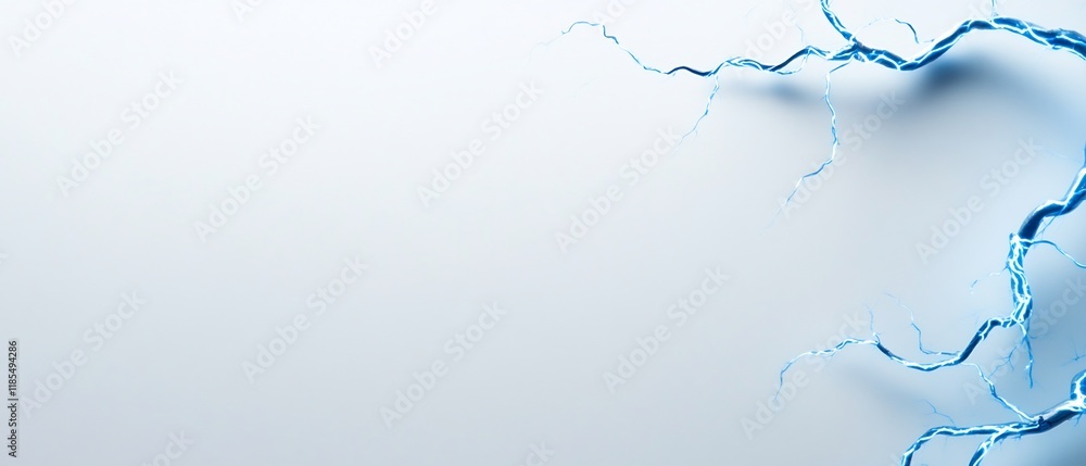 Poster abstract blue lightning patterns on white background for artistic use